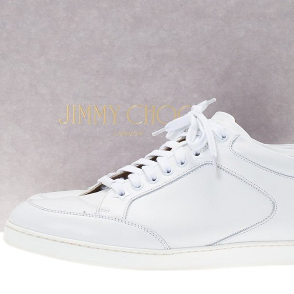 Jimmy Choo Miami White Leather Logo Tag Nneakers